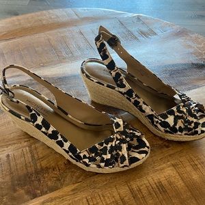 Michelle D Espadrilles Animal Print Wedges SZ 7